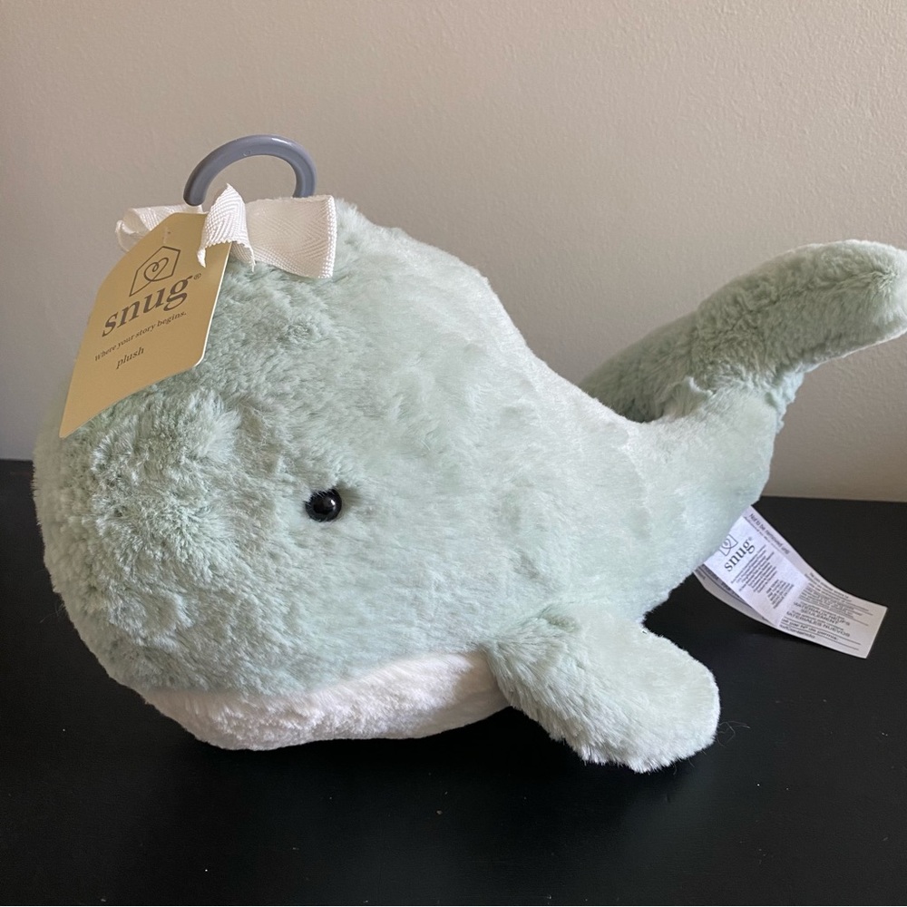 New SNUG Whale Plush Super Soft Baby Gift Pale Seafoam Green Blue